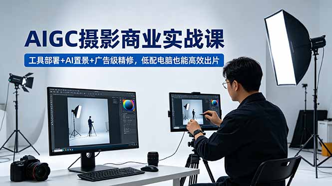 AIGC 摄影商业实战课，工具部署+AI置景+广告级精修，低配电脑也能高效出片-智富思维学堂