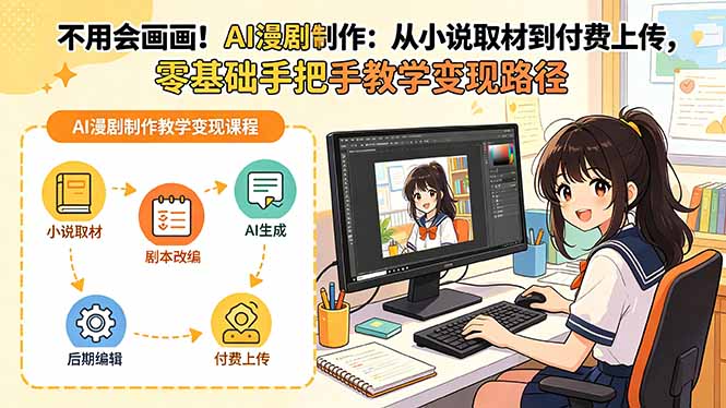 不用会画画!AI漫剧制作:从小说取材到付费上传,零基础手把手教学变现路径-智富思维学堂