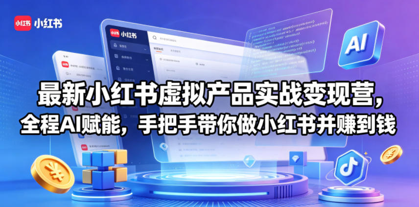 最新小红书虚拟产品实战变现营，全程AI赋能，手把手带你做小红书并赚到钱-智富思维学堂