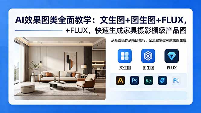 AI效果图类全面教学:文生图+图生图+FLUX,快速生成家具摄影棚级产品图-智富思维学堂