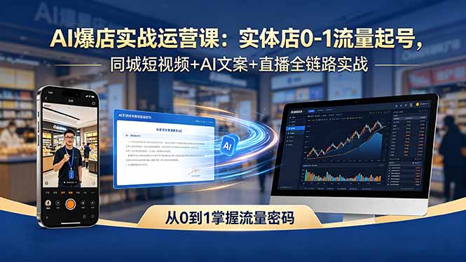 AI爆店实战运营课:实体店0-1流量起号,同城短视频+AI文案+直播全链路实战-智富思维学堂