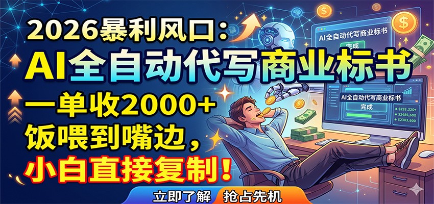 AI全自动代写商业标书，一单收2000+，饭喂到嘴边，小白直接复制-智富思维学堂