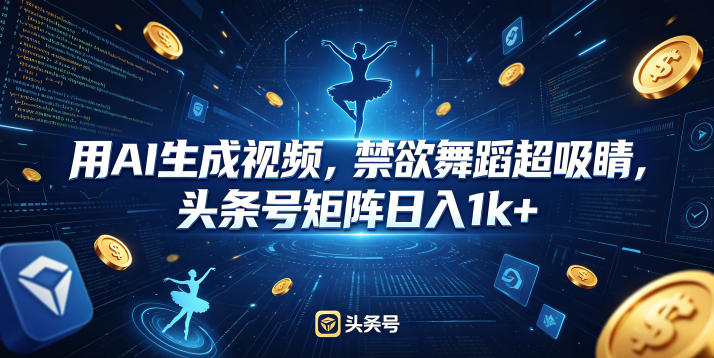 用AI生成视频,禁欲舞蹈超吸睛,头条号矩阵日入1k+-智富思维学堂