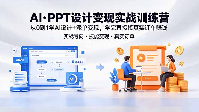 AI·PPT设计变现实战训练营,从0到1学AI设计+派单变现,学完直接接真实订单赚钱-智富思维学堂