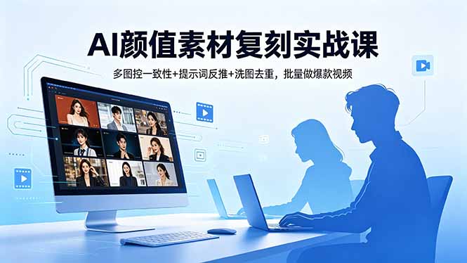 AI颜值素材复刻实战课,多图控一致性+提示词反推+洗图去重,批量做爆款视频-智富思维学堂