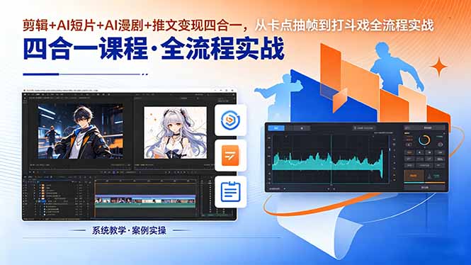 剪辑+AI短片+AI漫剧+推文变现四合一，从卡点抽帧到打斗戏全流程实战-智富思维学堂