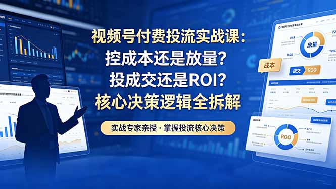 视频号付费投流实战课-5月:控成本还是放量?投成交还是ROI?核心决策逻辑全拆解-智富思维学堂