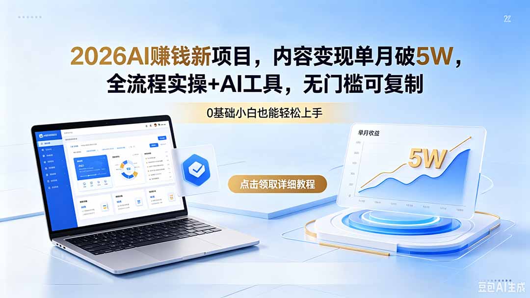 2026AI赚钱新项目,内容变现单月破5W,全流程实操+AI工具,无门槛可复制-智富思维学堂