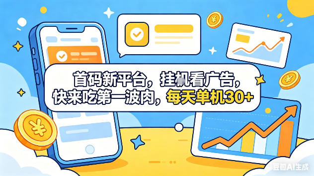 首码新平台，挂G自动看广告，快来吃第一波肉，每天单机30+，可矩阵放大【揭秘】-智富思维学堂
