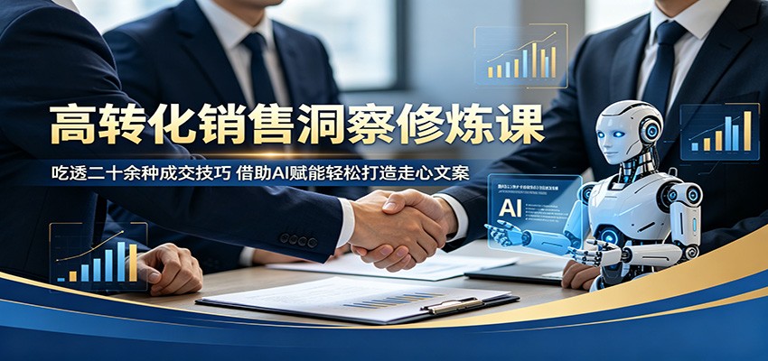 高转化销售洞察修炼课:吃透二十余种成交技巧,借助AI赋能轻松打造走心文案-智富思维学堂