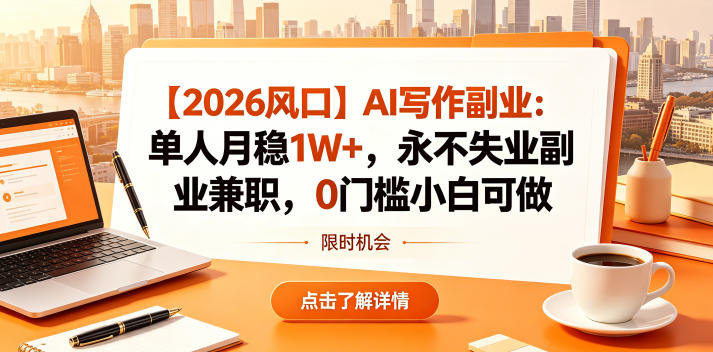 【2026风口】AI写作副业:单人月稳1W+,永不失业副业兼职,0门槛小白可做【揭秘】-智富思维学堂