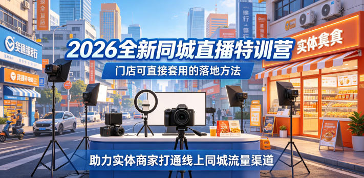 2026全新同城直播特训营,门店可直接套用的落地方法,助力实体商家打通线上同城流量渠道-智富思维学堂