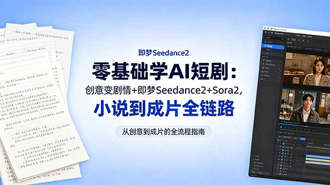 零基础学AI短剧:创意变剧情+即梦Seedance2+Sora2,小说到成片全链路-智富思维学堂