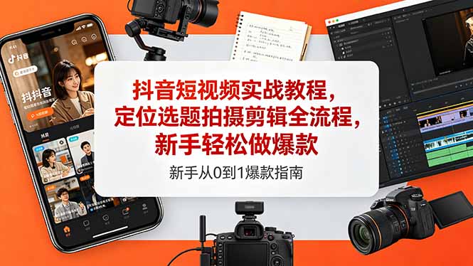 抖音短视频实战教程,定位选题拍摄剪辑全流程,新手轻松做爆款-智富思维学堂