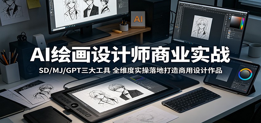 AI绘画设计师商业实战:SD/MJ/GPT三大工具,全维度实操落地打造商用设计作品-智富思维学堂