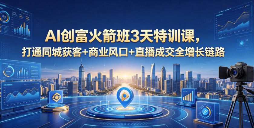 AI创富火箭班3天特训课,打通同城获客+商业风口+直播成交全增长链路,2026年4月新课-智富思维学堂
