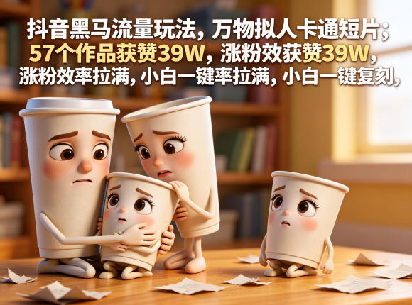 抖音黑马流量玩法,万物拟人卡通短片,57个作品获赞39W,涨粉效率拉满,小白一键复刻,保姆级拆解-智富思维学堂