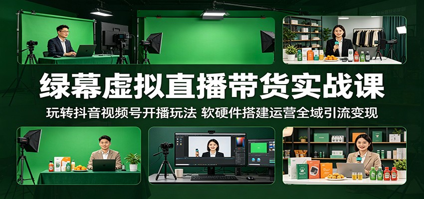 绿幕虚拟直播带货实战课:玩转抖音视频号开播玩法,软硬件搭建运营全域引流变现-智富思维学堂