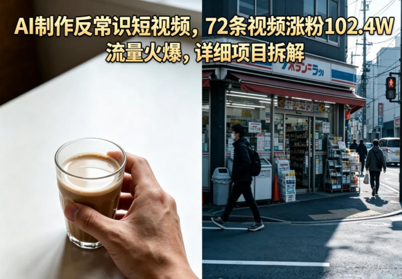 AI制作反常识短视频,72条视频涨粉102.4W,流量火爆,详细项目拆解-智富思维学堂