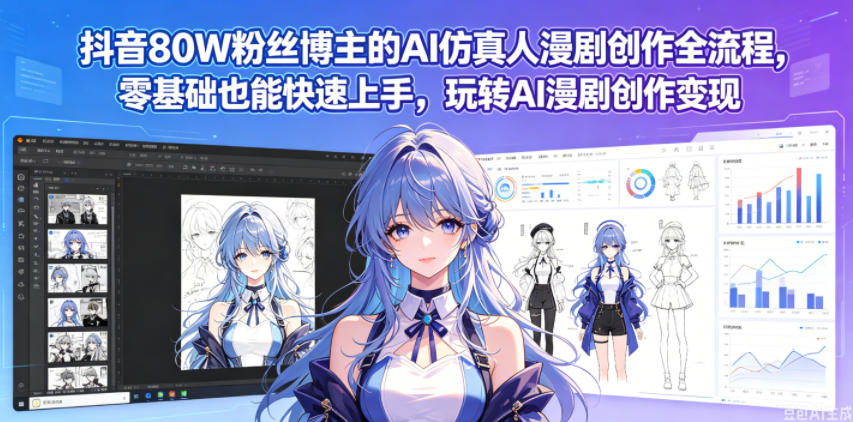 抖音80W粉丝博主的AI仿真人漫剧创作全流程,零基础也能快速上手,玩转AI漫剧创作变现-智富思维学堂