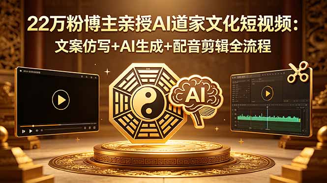 22万粉博主亲授AI道家文化短视频:文案仿写+AI生成+配音剪辑全流程-智富思维学堂