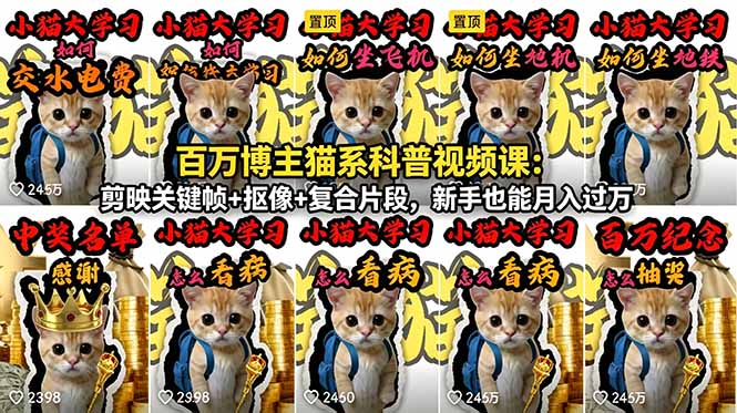 百万博主猫系科普视频课：剪映关键帧+抠像+复合片段，新手也能月入过万-智富思维学堂