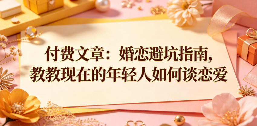 付费文章:婚恋避坑指南,教教现在的年轻人如何谈恋爱-智富思维学堂