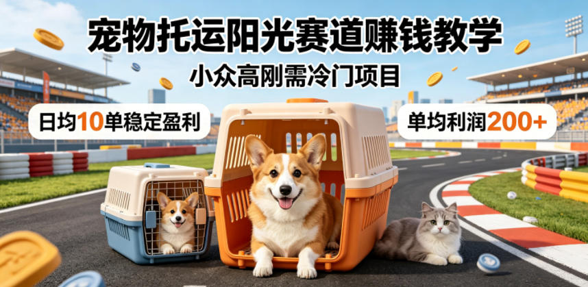 宠物托运阳光赛道賺钱教学,小众高刚需冷门项目,日均10单稳定盈利,单均利润200+-智富思维学堂