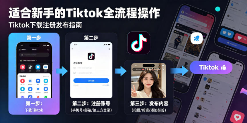 Tiktok下载注册发布,适合新手的Tiktok全流程操作-智富思维学堂