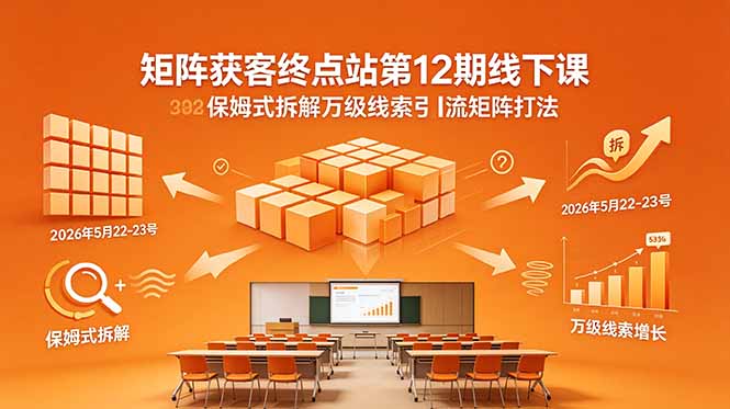 矩阵获客终点站第12期线下课 2026年5月22-23号 保姆式拆解万级线索引流矩阵打法-智富思维学堂