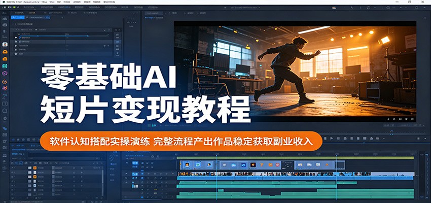 零基础AI短片变现教程:软件认知搭配实操演练,完整流程产出作品稳定获取副业收入-智富思维学堂