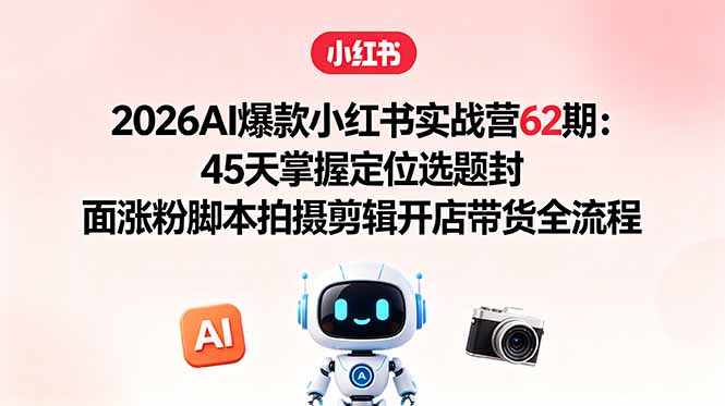 2026AI爆款小红书实战营62期:45天掌握定位选题封面涨粉脚本拍摄剪辑开店带货全流程-智富思维学堂
