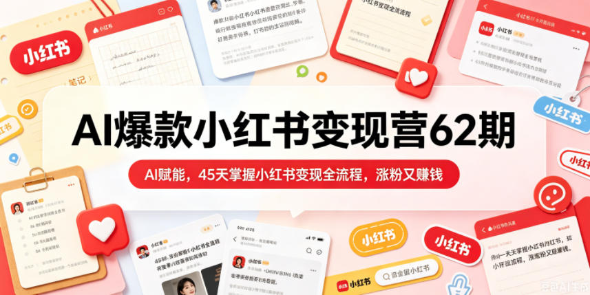 AI爆款小红书变现营62期2026年5月,AI赋能,45天掌握小红书变现全流程,涨粉又賺钱-智富思维学堂