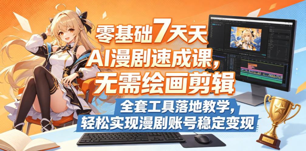 零基础7天AI漫剧速成课,无需绘画剪辑,全套工具落地教学,轻松实现漫剧账号稳定变现-智富思维学堂