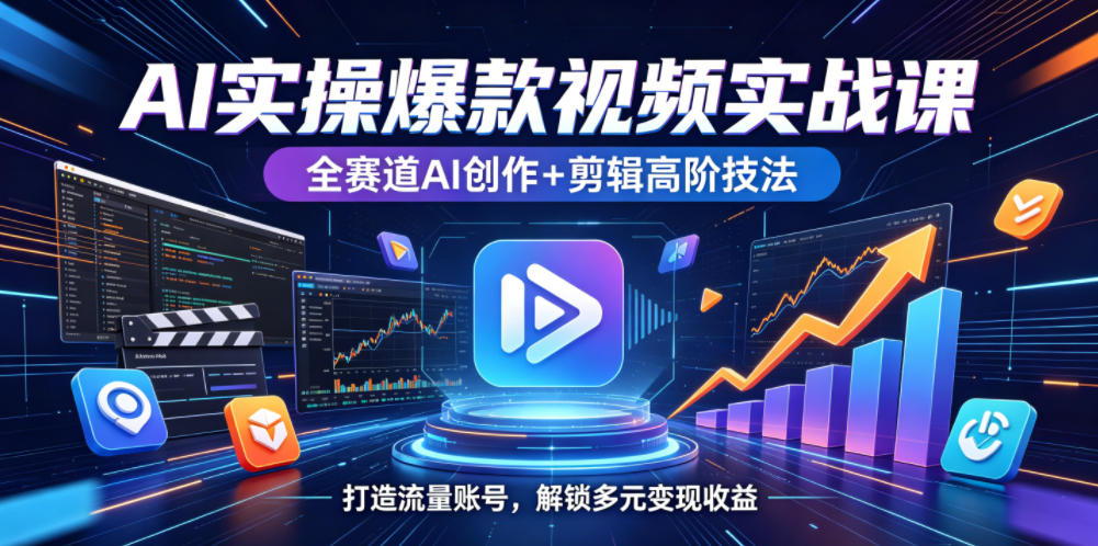 AI实操爆款视频实战课,全赛道AI创作+剪辑高阶技法,打造流量账号,解锁多元变现收益-智富思维学堂