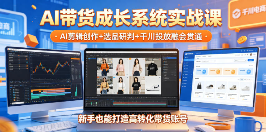 AI带货成长系统实战课,AI剪辑创作+选品研判+千川投放融会贯通,新手也能打造高转化带货账号(更新2026年)-智富思维学堂