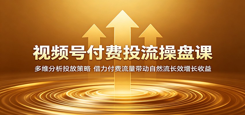 视频号付费投流操盘课:多维分析投放策略,借力付费流量带动自然流长效增长收益-智富思维学堂
