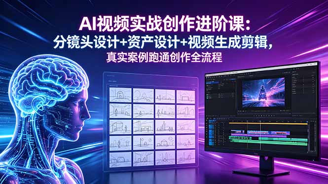 AI视频实战创作进阶课:分镜头设计+资产设计+视频生成剪辑,真实案例跑通创作全流程-智富思维学堂
