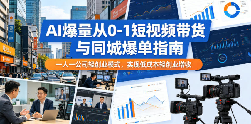 AI爆量从0-1短视频带货与同城爆单指南,一人一公司轻创业模式,实现低成本轻创业增收-智富思维学堂