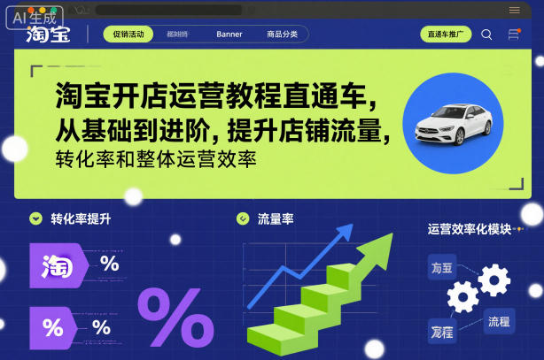 淘宝开店运营教程直通车,从基础到进阶,提升店铺流量,转化率和整体运营效率(更新26年05月27日)-智富思维学堂