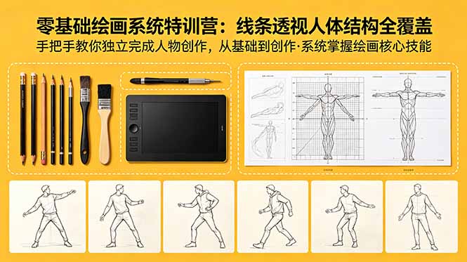 零基础绘画系统特训营：线条透视人体结构全覆盖，手把手教你独立完成人物创作-智富思维学堂