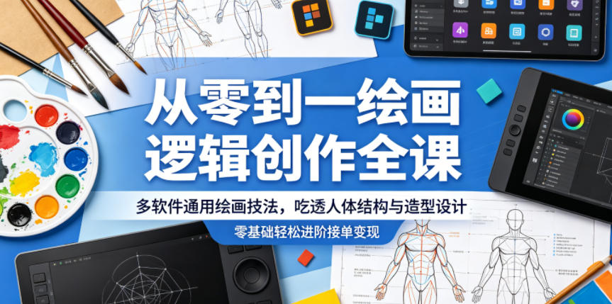 从零到一绘画逻辑创作全课,多软件通用绘画技法,吃透人体结构与造型设计,零基础轻松进阶接单变现-智富思维学堂