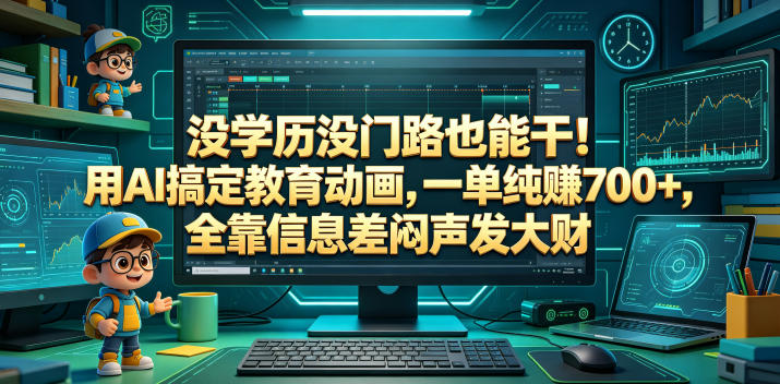 没学历没门路也能干!用AI搞定教育动画,一单纯賺700+,全靠信息差闷声发大财【揭秘】-智富思维学堂
