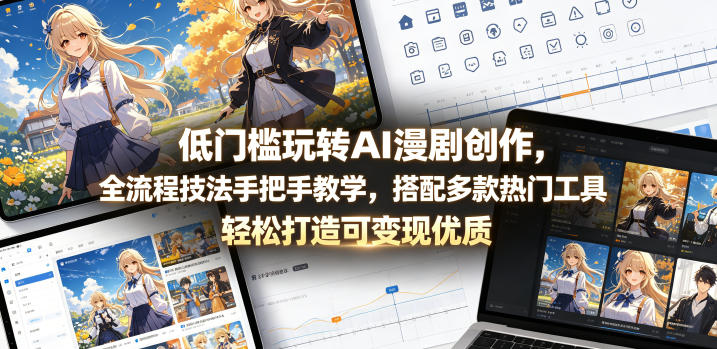 低门槛玩转AI漫剧创作,全流程技法手把手教学,搭配多款热门工具,轻松打造可变现优质作品-智富思维学堂