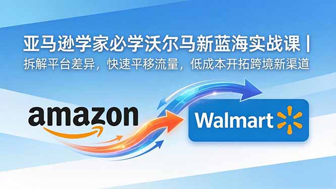 亚马逊卖家必学沃尔玛新蓝海实战课｜拆解平台差异，快速平移流量，低成本开拓跨境新渠道-智富思维学堂