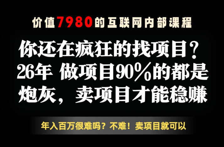 26年请不要疯狂的找项目了，卖项目远比你想象的暴利，你也可以月入10W+【揭秘】-智富思维学堂