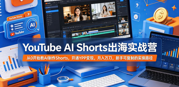 YouTube AI Shorts出海实战营,从0开始教AI制作Shorts,开通YPP变现,月入万刀,新手可复制的实操路径-智富思维学堂