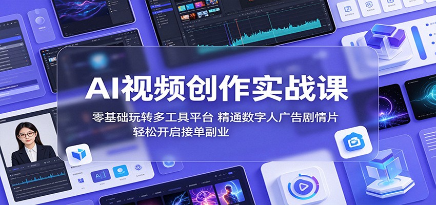 AI视频创作实战课:零基础玩转多工具平台,精通数字人广告、剧情片,轻松开启接单副业-智富思维学堂