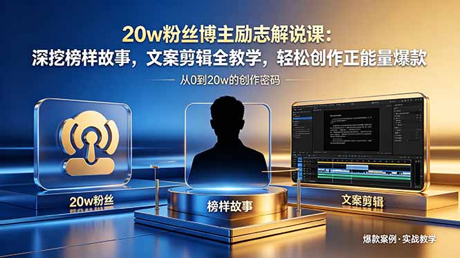 20w粉丝博主励志解说课：深挖榜样故事，文案剪辑全教学，轻松创作正能量爆款-智富思维学堂