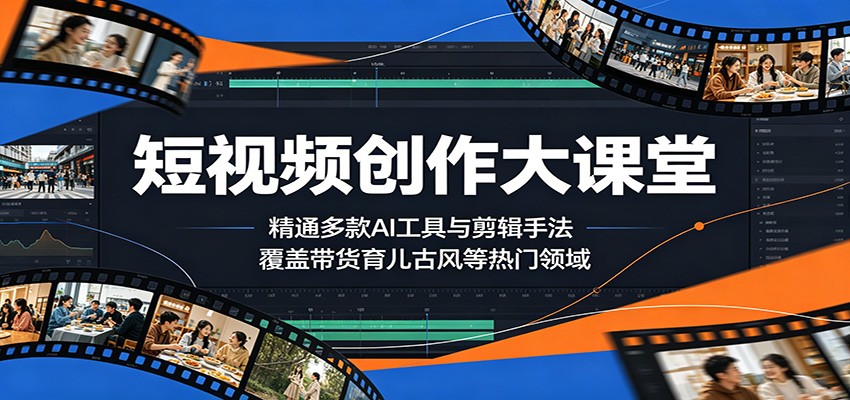 短视频创作大课堂:精通多款AI工具与剪辑手法,覆盖带货、育儿、古风等热门领域-智富思维学堂